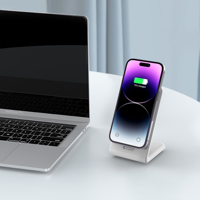 ŁADOWARKA TECH-PROTECT QI15W-A23 MAGNETIC MAGSAFE WIRELESS CHARGER WHITE