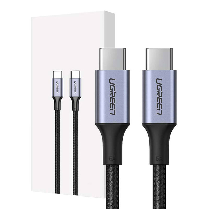 Ugreen kabel przewód USB Typ C - USB Typ C 5 A 100 W Power Delivery Quick Charge 3.0 FCP 480 Mbps 2 m szary (70429 US316)