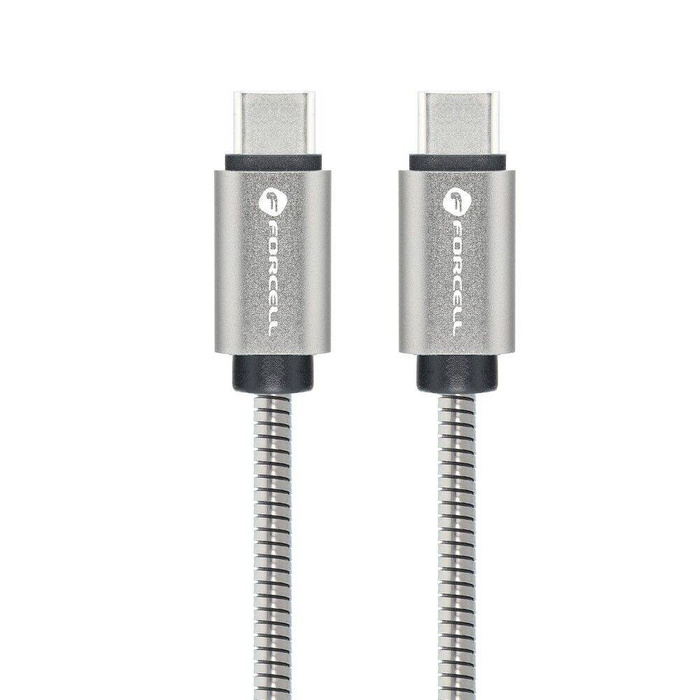 Kabel USB C do USB C Forcell F-Energy QC4.0 PD 3A 60W Metal 1 m C237 srebrny