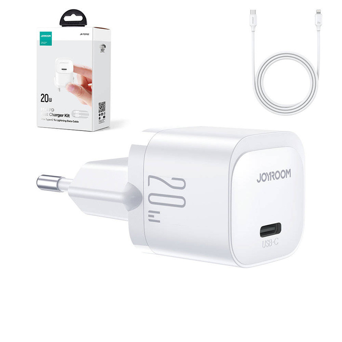 Mini ładowarka USB C 20W PD z kablem USB C - Lightning Joyroom JR-TCF02 | biała