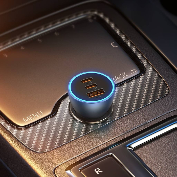 Baseus Golden Contactor Pro ładowarka samochodowa USB-A + 2x USB-C 65W niebieski (CGJP010003)