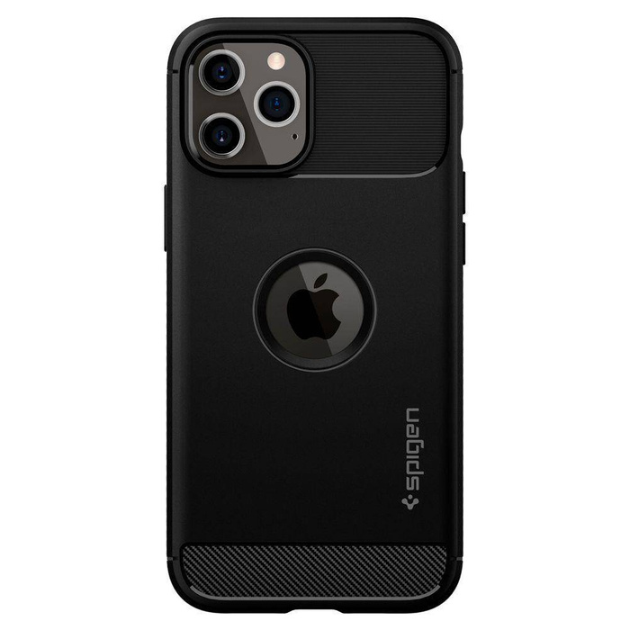 SPIGEN Rugged Armor iPhone 12 / 12 Pro Etui Matte Black Czarne + Szkło 3MK Flexible Glass Lite