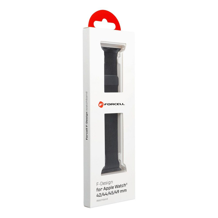 FORCELL F-DESIGN FA03 pasek do APPLE Watch 42 / 44 / 45 / 49 mm czarny