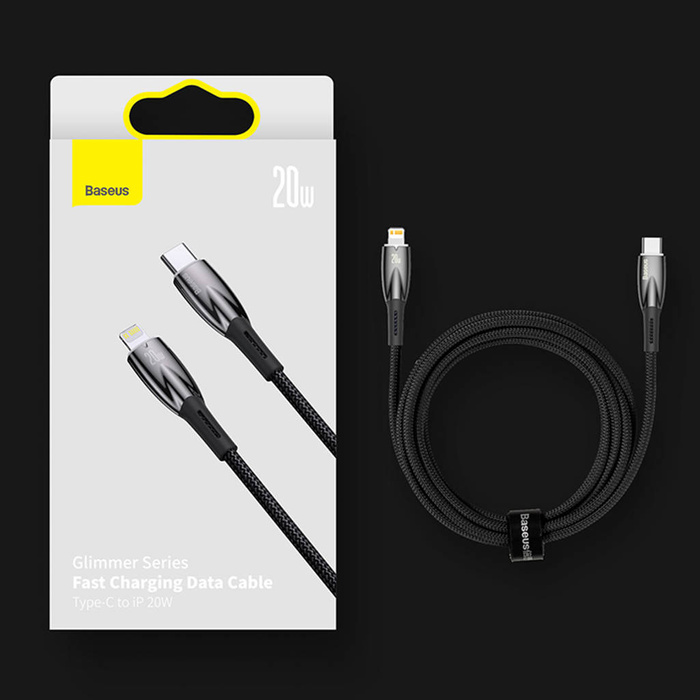 Baseus Glimmer Series kabel do szybkiego ładowania USB-A - USB-C 100W 480Mb/s 6A 2m czarny