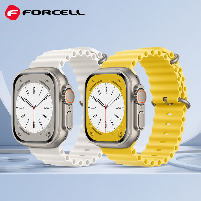 FORCELL F-DESIGN FA12 pasek do APPLE Watch 42 / 44 / 45 / 49 mm biały