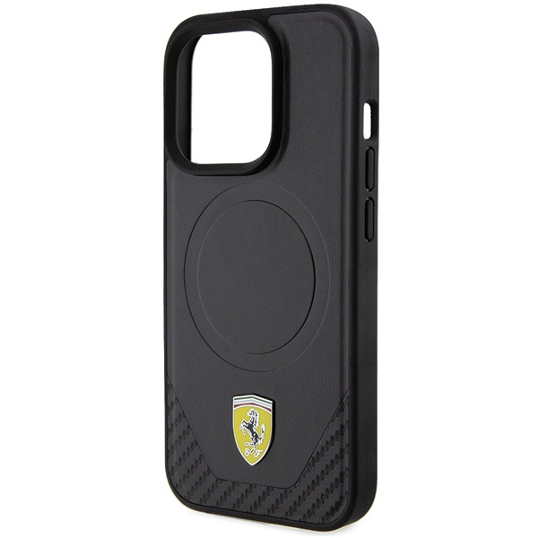 Etui Ferrari FEHMP15LPTEK iPhone 15 Pro 6.1" czarny/black hardcase Carbon Metal Logo MagSafe Case