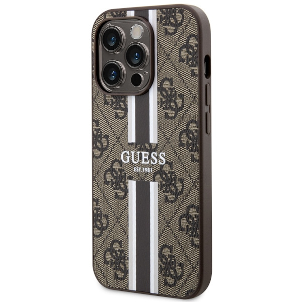 Etui Guess GUHMP14LP4RPSW iPhone 14 Pro 6.1" brązowy/brown hardcase 4G Printed Stripes MagSafe Case