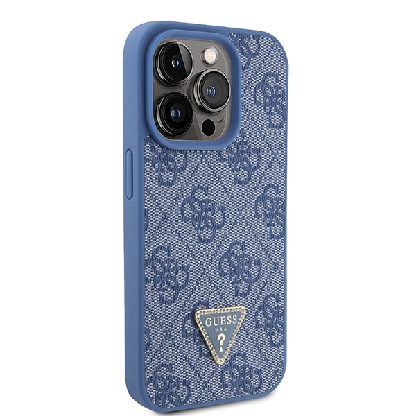 Etui Guess GUHCP15LP4TDPB iPhone 15 Pro 6.1" niebieski/blue hardcase Leather 4G Triangle Strass Case