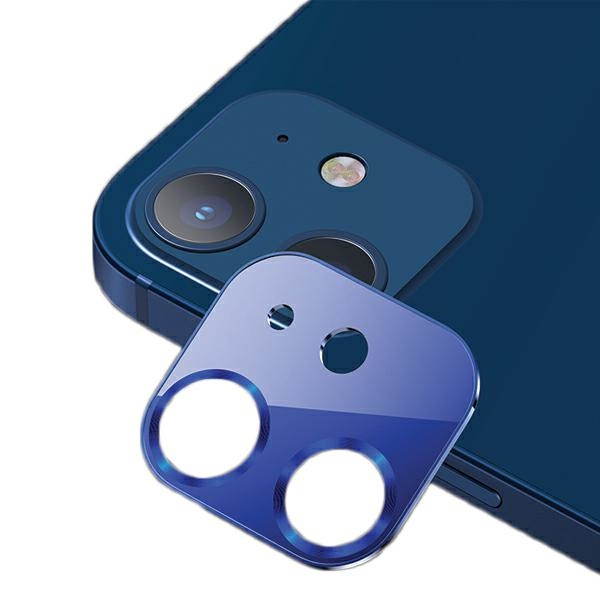 Szkło Hartowane USAMS Apple iPhone 12 Camera Lens Glass Metal Niebieski Ochrona Aparatu Glass