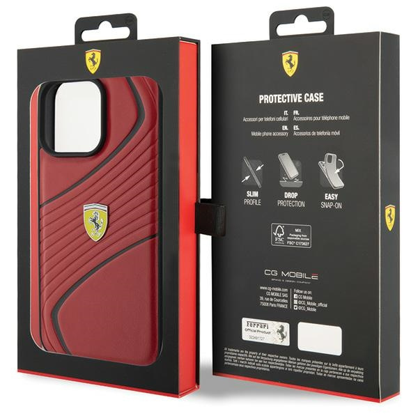 Etui Ferrari FEHCP15XPTWR iPhone 15 Pro Max 6.7" czerwony/red hardcase Twist Metal Logo Case