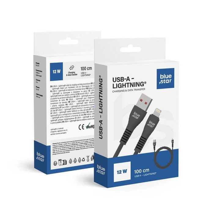 Kabel USB A do Lightning Blue Star 2A 12W 1 m DC99I czarny