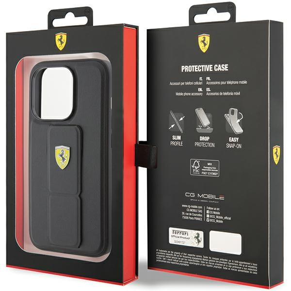 Ferrari Fehcp15xgspsik Iphone 15 Pro Max 6.7" Czarny/black Hardcase Grip Stand