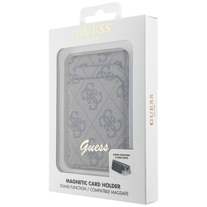 Guess Wallet Card Slot Stand GUWMSHG4SHW brązowy/brown MagSafe 4G Classic Logo