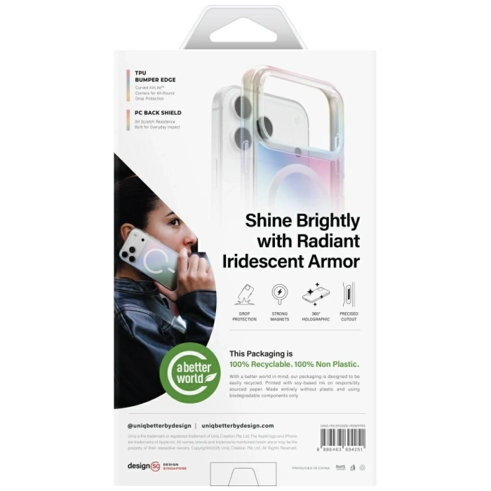 Etui UNIQ Iridescia do iPhone 17 Pro     Magclick Charging pink prism