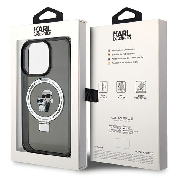 Etui Karl Lagerfeld KLHMP15LHMRSKCK iPhone 15 Pro 6.1" czarny/black hardcase Ring Stand Karl&Choupettte MagSafe Case