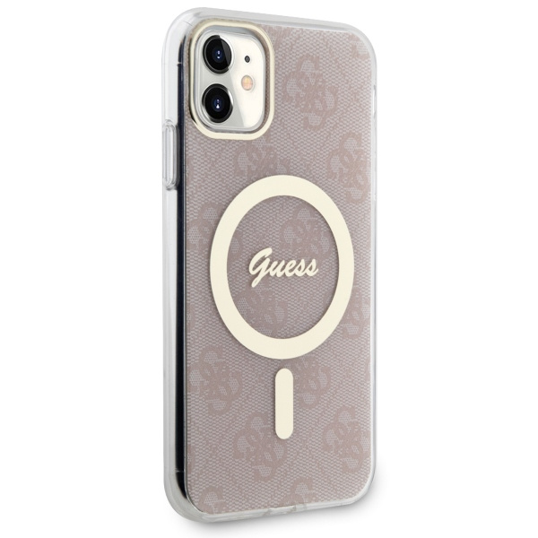 Etui Guess GUHMN61H4STP iPhone 11 6.1" różowy/pink hardcase 4G MagSafe Case