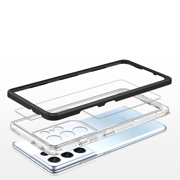 Etui Clear 3in1 Etui Do Samsung Galaxy S23 Ultra Silikonowy Pokrowiec Z Ramką Czarne Case Case