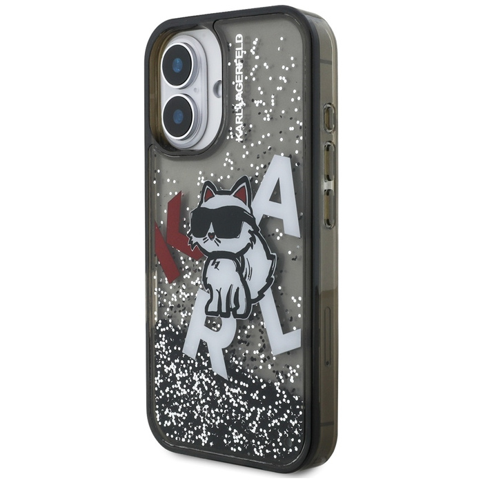 Etui Karl Lagerfeld Liquid Glitter       Choupette Logo do iPhone 16 czarny