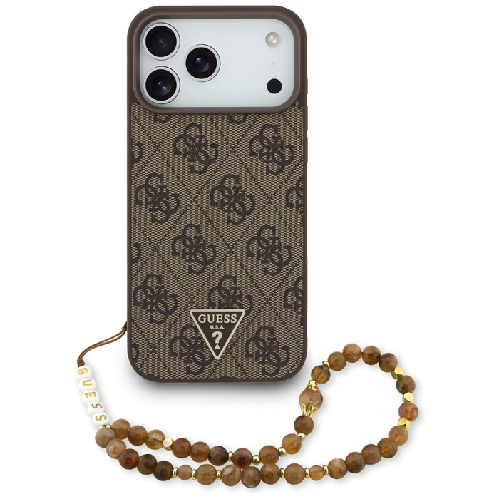 Etui Guess 4G Strap Triangle Logo        MagSafe do iPhone 17 Pro Max brązowy