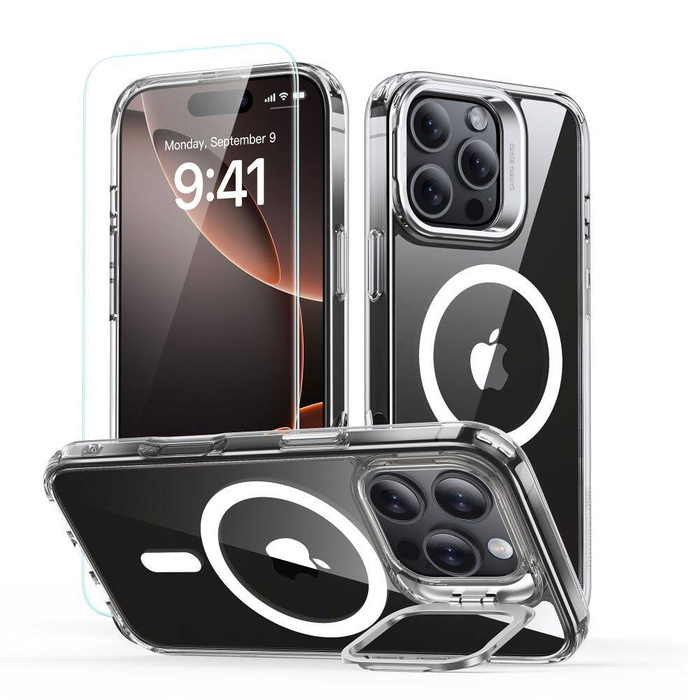 Etui ESR CLASSIC HYBRID KICKSTAND HALOLOCK MAGSAFE & TEMPERED GLASS IPHONE 16 PRO MAX CLEAR