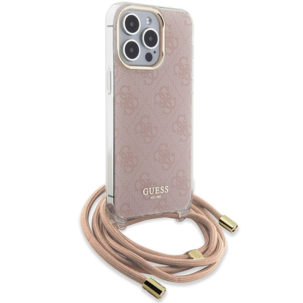 Etui Guess GUHCP15LHC4SEP iPhone 15 Pro 6.1" różowy/pink hardcase Crossbody Cord 4G Print Case
