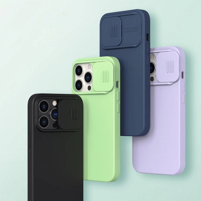 Etui Nillkin CamShield Silky Silicone Case etui pokrowiec z osłoną na aparat do iPhone 13 Pro czarny