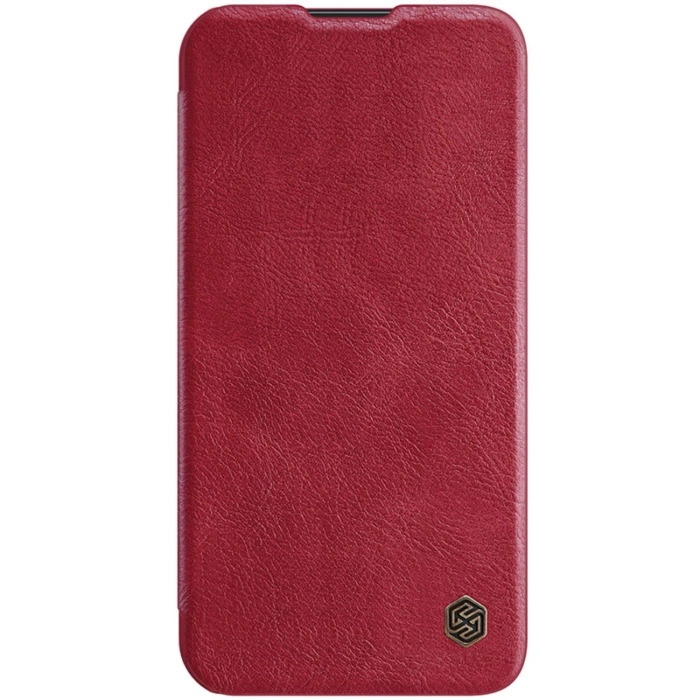 Etui Nillkin Qin Leather Pro Case etui iPhone 14 Pro Max osłona na aparat kabura pokrowiec obudowa z klapką czerwony