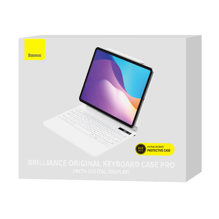 Baseus Brilliance etui magnetyczne klawiatura bezprzewodowa z wyświetlaczem iPad 10 10.9" (2022) biała