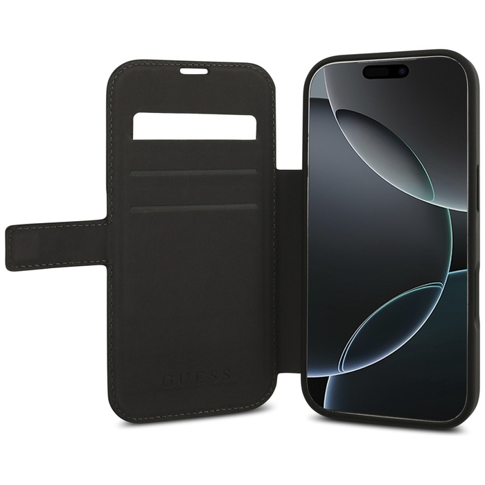 Etui Guess Book 4G Metal Logo do iPhone  17 Pro czarny