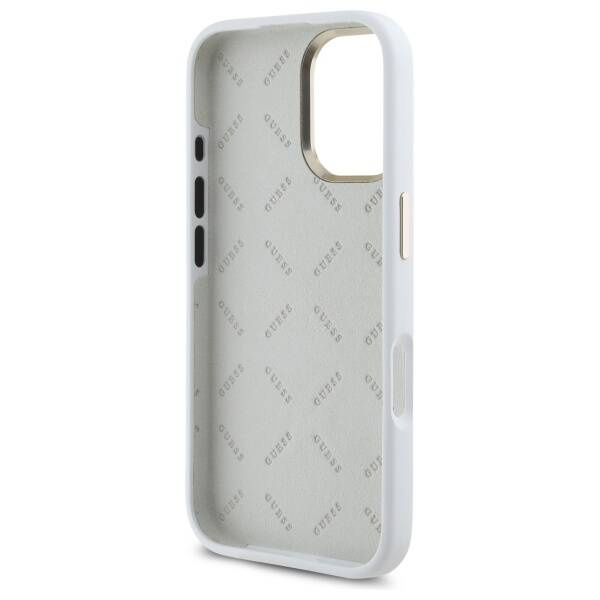 Etui Guess iPhone 16 6.1" biały/white hardcase Silicone Logo Strass 4G
