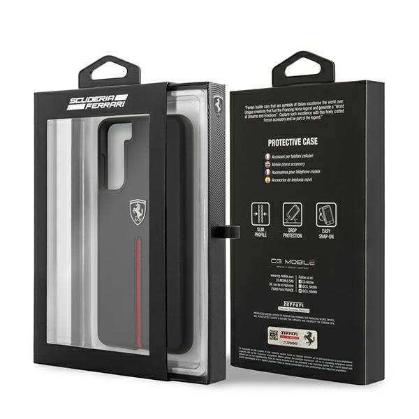 Etui FERRARI Samsung Galaxy S21 G991 Off Track Leather Nylon Stripe FEOSIHCS21SBK Czarny Hardcase