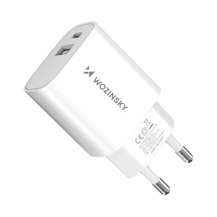 Ładowarka sieciowa Wozinsky WGWCW USB-A USB-C 20W - biała