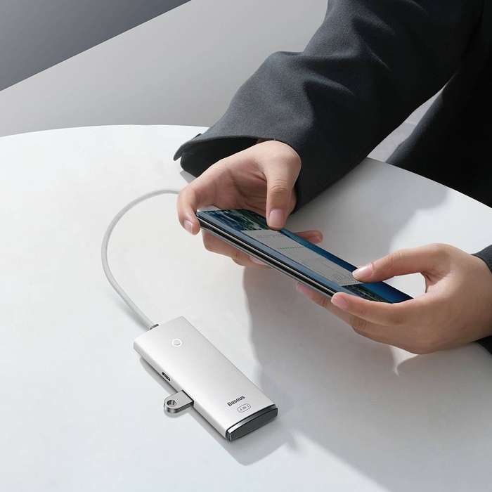 Baseus Lite Series 4-Port Type-C HUB Adapter (Type-C to USB 3.0*4) 25cm White
