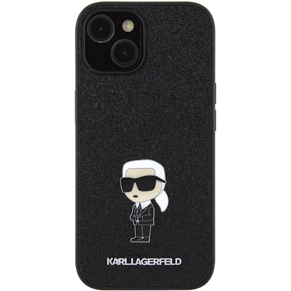 Etui Karl Lagerfeld KLHCP15SGKNPSK iPhone 15 6.1" czarny/black hardcase Fixed Glitter Ikonik Logo Metal Pin