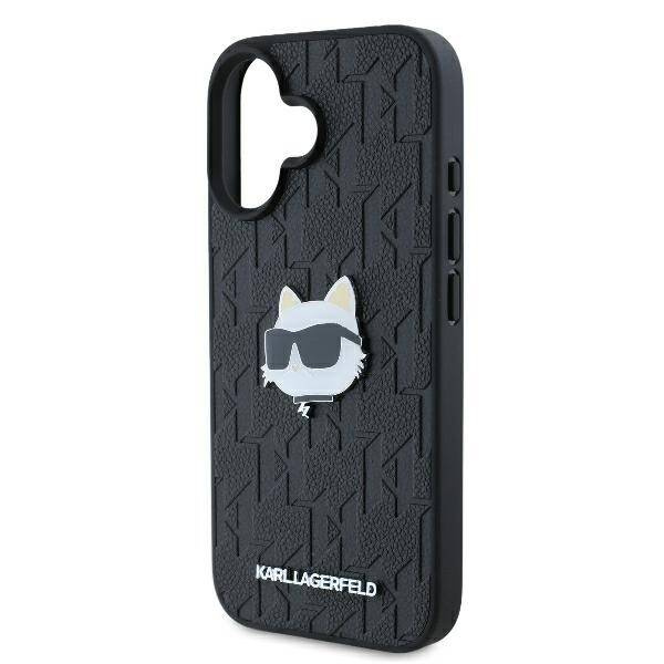 Etui Karl Lagerfeld iPhone 16 6.1" czarny/black hardcase Monogram Choupette Head Pin