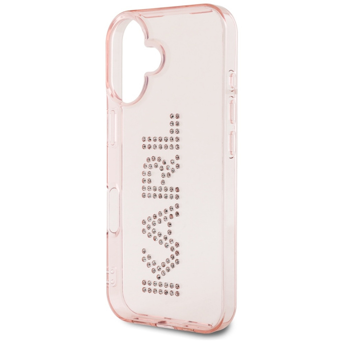 Etui Karl Lagerfeld IML Rhinestones Logo do iPhone 16 różowy