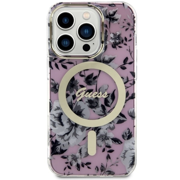Etui Guess GUHMP14LHCFWSP iPhone 14 Pro 6.1" różowy/pink hardcase Flower MagSafe Case