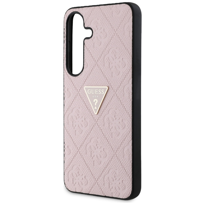 Etui Guess Hot Stamp 4G Pattern Triangle  Metal Logo do Samsung Galaxy S25 różowy
