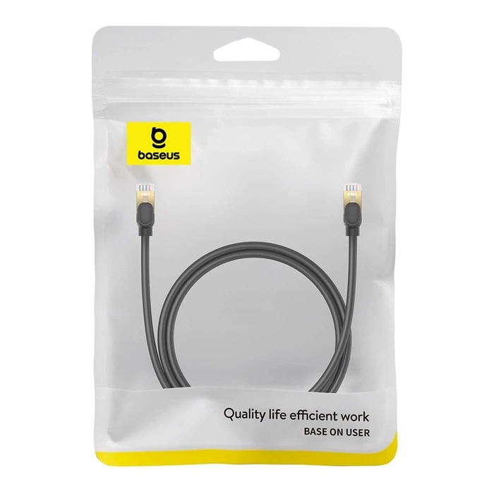 Baseus szybki kabel sieciowy RJ-45 cat.8 40Gbps 1m okrągły - czarny