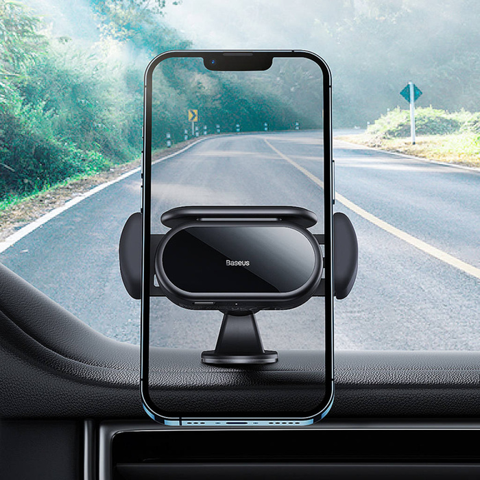 Baseus Steel Cannon Pro solarny automatyczny uchwyt samochodowy na kokpit czarny (SUGP010001)