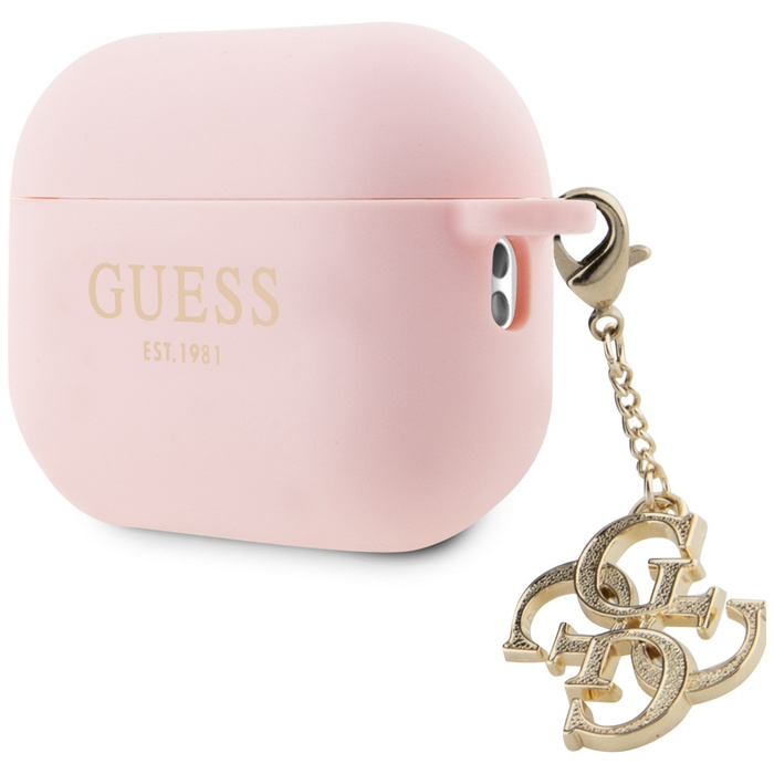 Etui Guess GUAP2LECG4P AirPods Pro 2 cover różowy/pink Liquid Silicone Glitter Triangle Charm Case