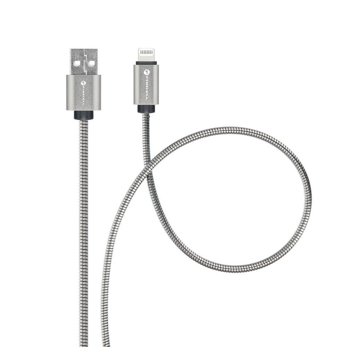 Kabel USB A do Lightning Forcell F-Energy 2,4A 12W Metal 1 m C236 srebrny