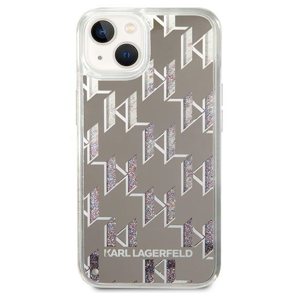 Etui KARL LAGERFELD Apple iPhone 14 Plus Liquid Glitter Monogram Srebrny Hardcase
