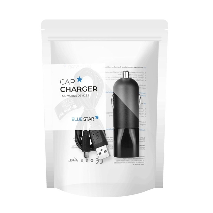 Ładowarka samochodowa Blue Star USB A 2A + kabel USB A do Micro USB czarna 