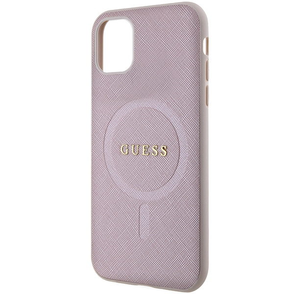 Etui Guess GUHMN61PSAHMCP iPhone 11 / Xr 6.1" różowy/pink hardcase Saffiano MagSafe Case