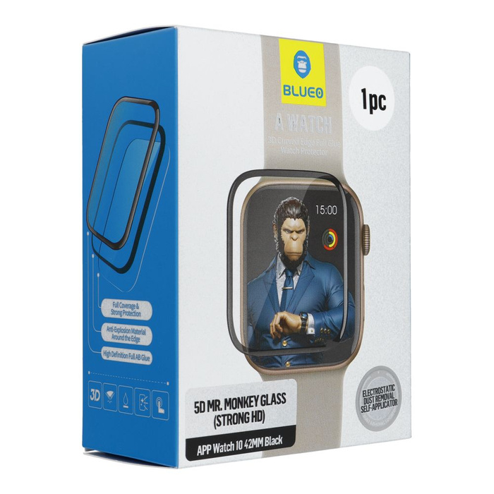 Szkło Hartowane 5D Mr. Monkey Glass - do Apple Watch 10/11 42MM czarny (Strong HD)