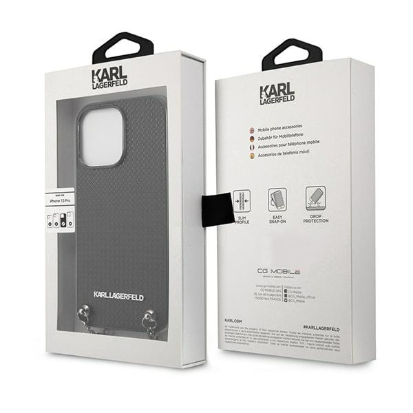 Karl Lagerfeld KLHCP13LPMK iPhone 13 Pro 6,1" hardcase czarny/black Leather Textured and Chain