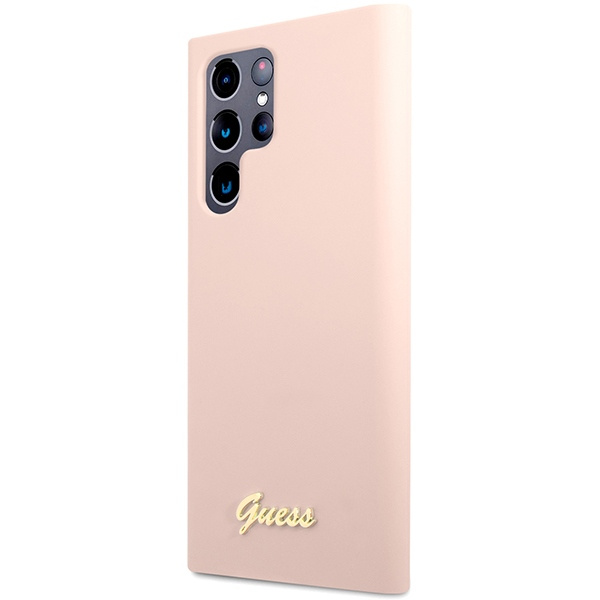 Etui Guess GUHCS23LLSLMGPP S23 Ultra S918 różowy/pink hardcase Silicone Script Metal Logo Case