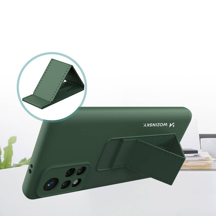 Wozinsky Kickstand Case elastyczne silikonowe etui z podstawką Xiaomi Poco M4 Pro 5G czerwony