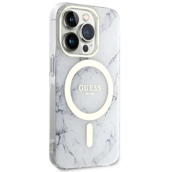 Etui Guess GUHMP14XPCUMAH iPhone 14 Pro Max 6.7" biały/white hardcase Marble MagSafe Case